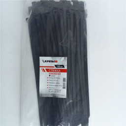 Хомут нейлоновый 8*300 мм черный КРЕПЫЖ