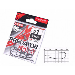 Крючки офсетные Lucky John PREDATOR сер. LJH345 разм.001 8шт.