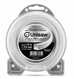 Леска триммерная 2.4мм 15м квадрат Unisaw