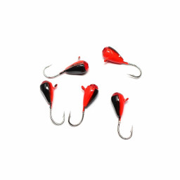 Мормышка вольф  ЯМАН  Капля с ушк. + кр. камень, р.4, вес 1 г, цв.черн./красн.