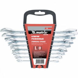 Набор ключей  рожковых 8шт. (6-22мм), CrV, Elliptical, зерк. хромирование// MATRIX Master