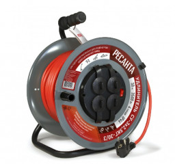 Удлинитель силовой на металлической катушке СУ-3х2,5КГ-30/3 с выключателем 4 розетки IP44 РЕСАНТА